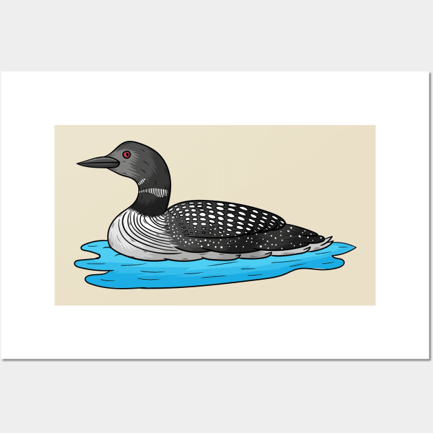 Loon bird cartoon illustration Wall Art by Cartoons of fun